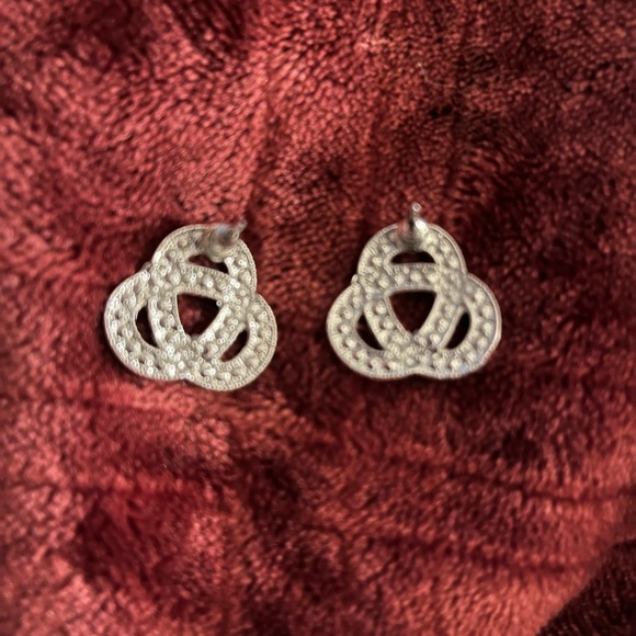 Jewelry Silver Tone With Crystal Accents Knot Pierced Earrings Poshmark